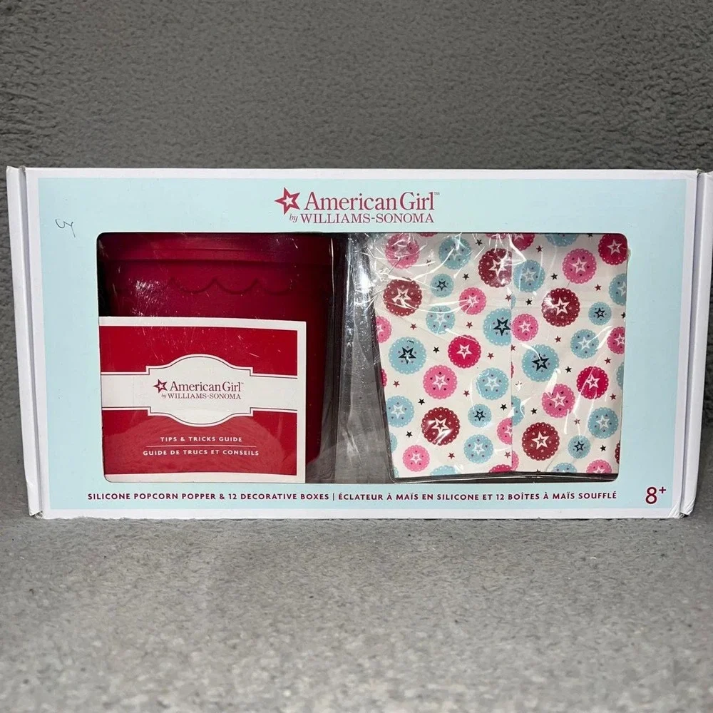 NIB American Girl by Williams-Sonoma Silicone Popcorn Popper 12 Decorative Boxes